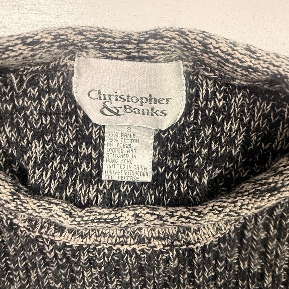 Christopher & Banks Size S Sweater Women's Pullover Long Sleeve Knit Black Gray - Picture 4 of 9